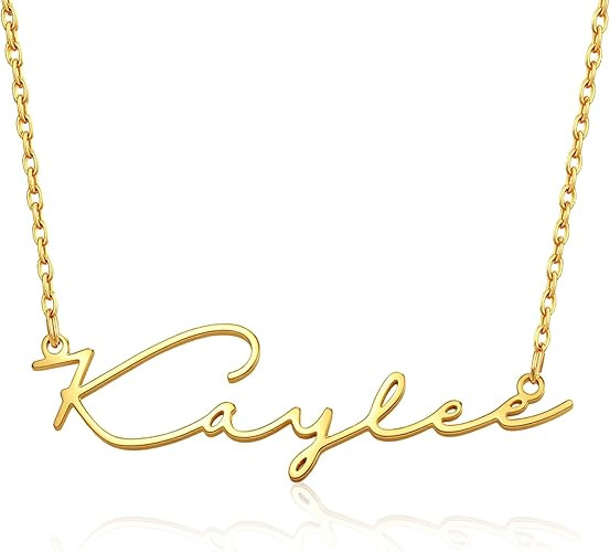 Yofair Custom Name Necklace Personalized 18K Gold Plated Nameplate Pendant Gift for Women | Amazon (US)