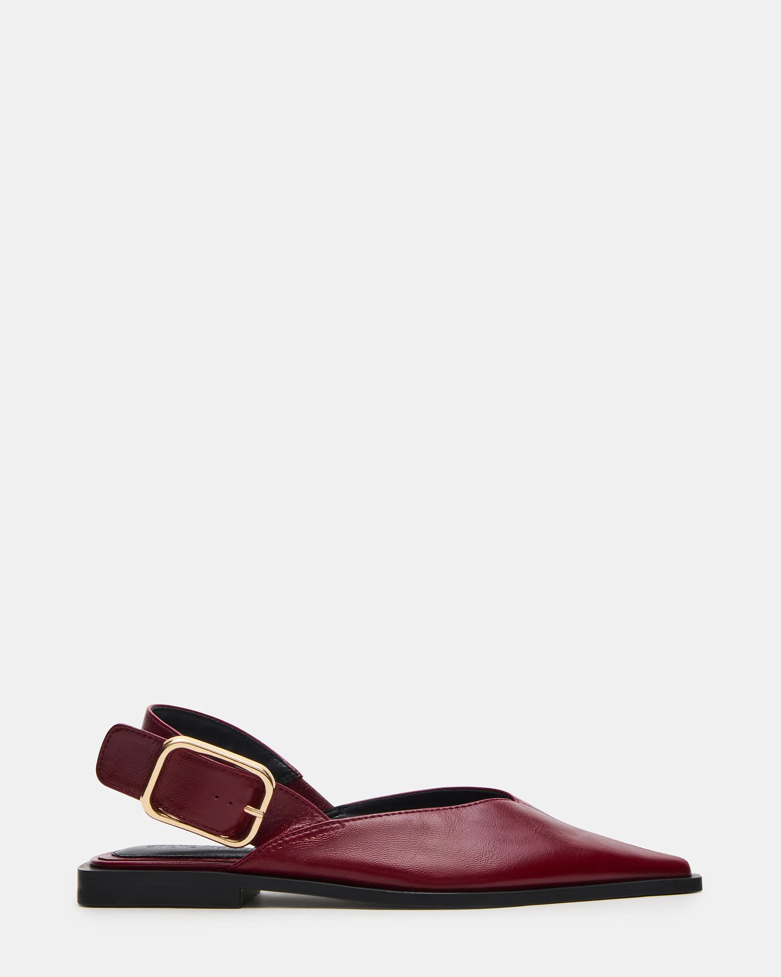 SHAY Burgundy Leather Pointed-Toe Slingback Ballet Women's Flat | Steve Madden (US)