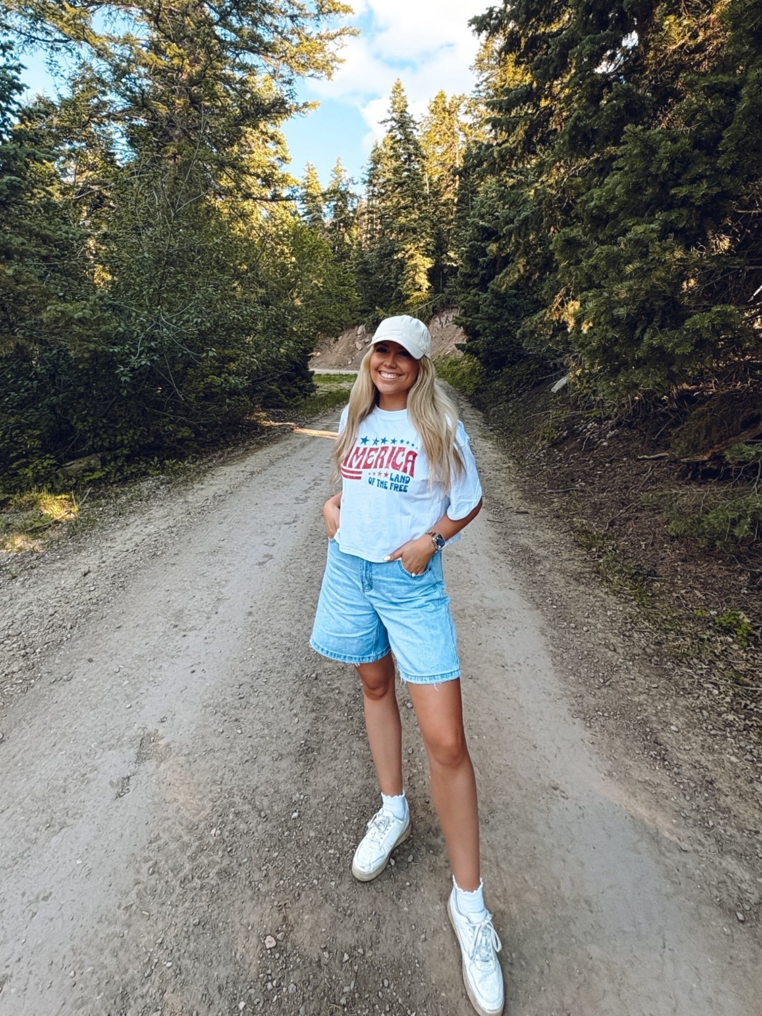 Tshirt says America land of the free— sized up one to an L! 
Jean shorts: wearing usual size M
Sneakers: prefer wide fit true size or size up half in regular width 

| patriotic outfit | Memorial Day outfit | Fourth of July outfit | American outfit | Amazon fashion | summer outfit | camping outfit 

#LTKFindsUnder100 #LTKSummerEdit #LTKSeasonal

https://liketk.it/5eEWe