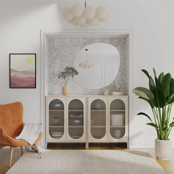 Luna 39.96'' Tall Accent Cabinet with Fluted Glass | Wayfair North America