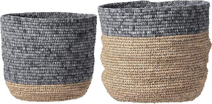Bloomingville Set of 2 Beige & Grey Natural Seagrass Baskets, Natural & Grey | Amazon (US)