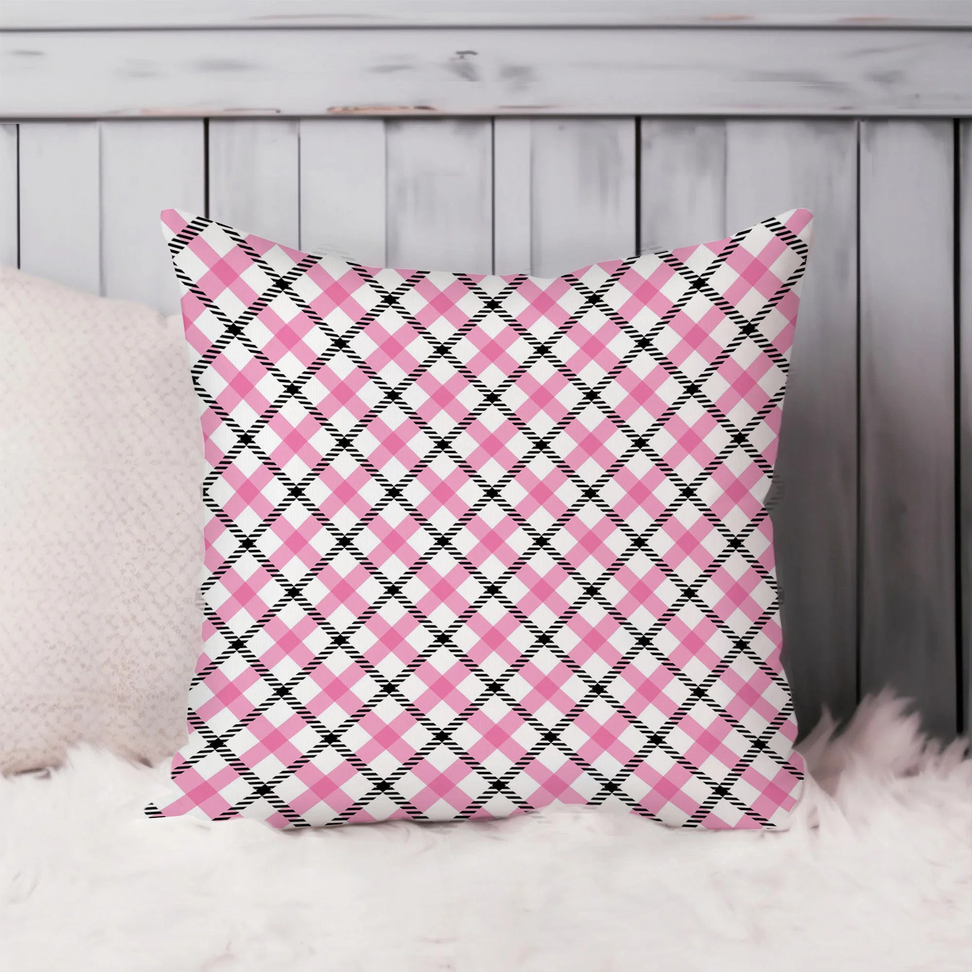 Abstract Pink Plaid Pattern II Modern | Wayfair North America