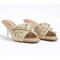 River Island Raffia Twist Heeled Mule Sandals | Very (UK)