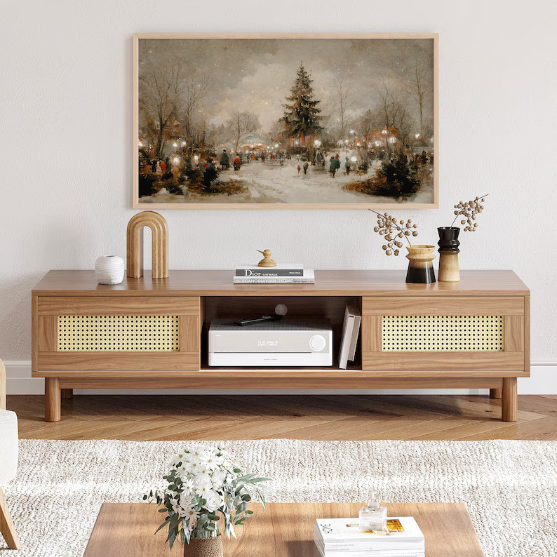 Samsung Frame TV Art Christmas Frame TV Art 4K Winter Painting TV Art Vintage Landscape Painting ... | Etsy (US)