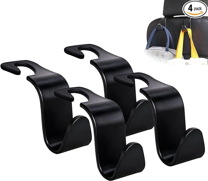 Amooca Car Seat Headrest Hook 4 Pack Hanger Storage Organizer Universal for Handbag Purse Coat fi... | Amazon (US)