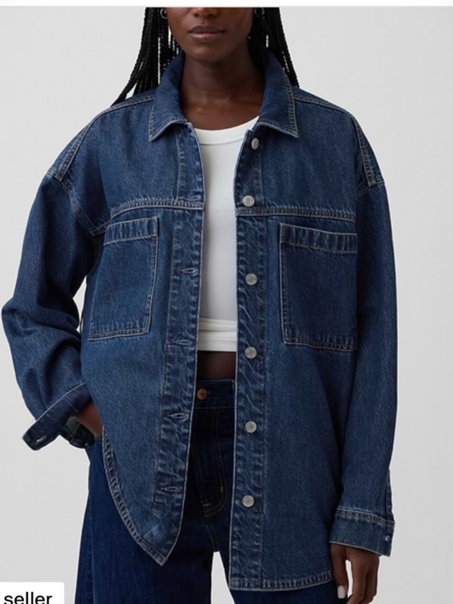 Gap Denim Shirt Jacket Back in Stock! Runs tts I have a small in this one!
.
#gap

#LTKSaleAlert