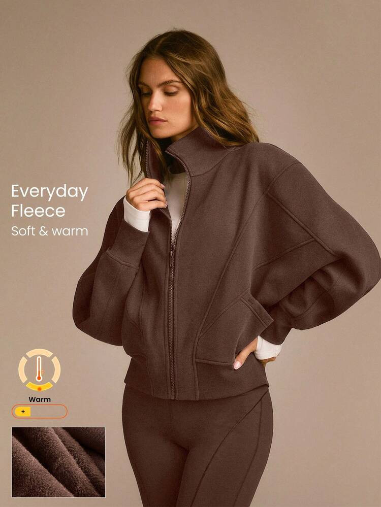 GLOWMODE Everyday Fleece Warmth Whisperer Soft Warm Lightweight Front Back Seam Detailing Pockets... | SHEIN