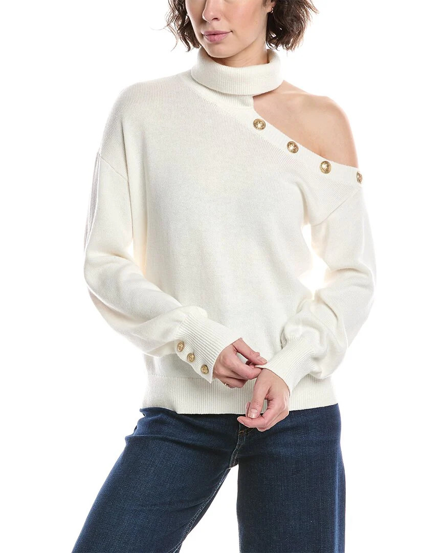 L'AGENCE Brixie One-Shoulder Turtleneck Wool-Blend Sweater | Shop Simon