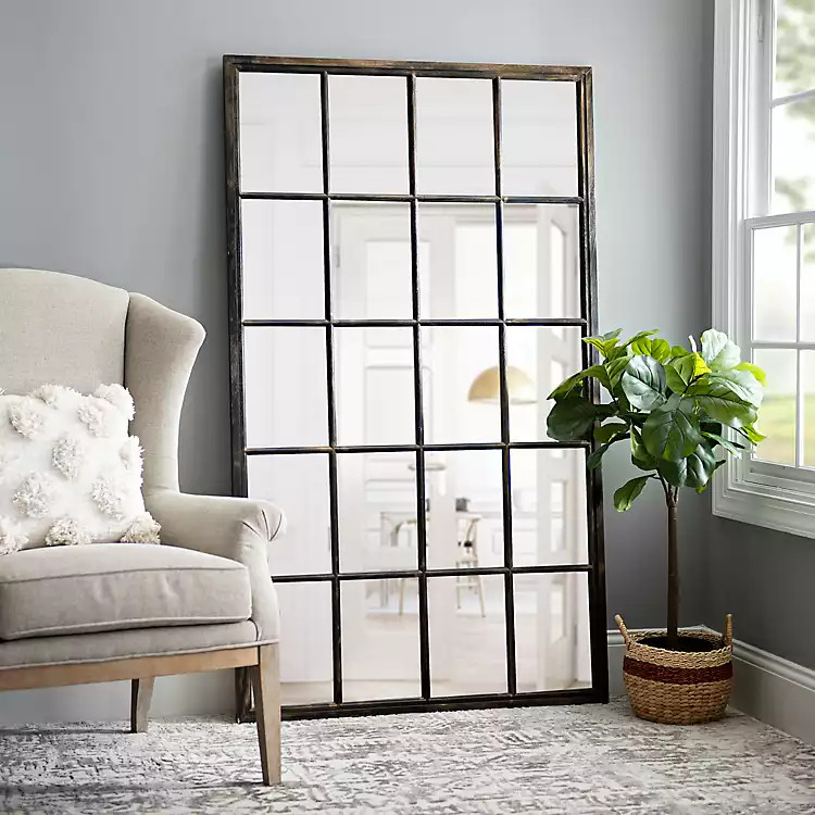 Wooden 20-Pane Leaner Mirror, 40x67 in. | Kirkland's Home