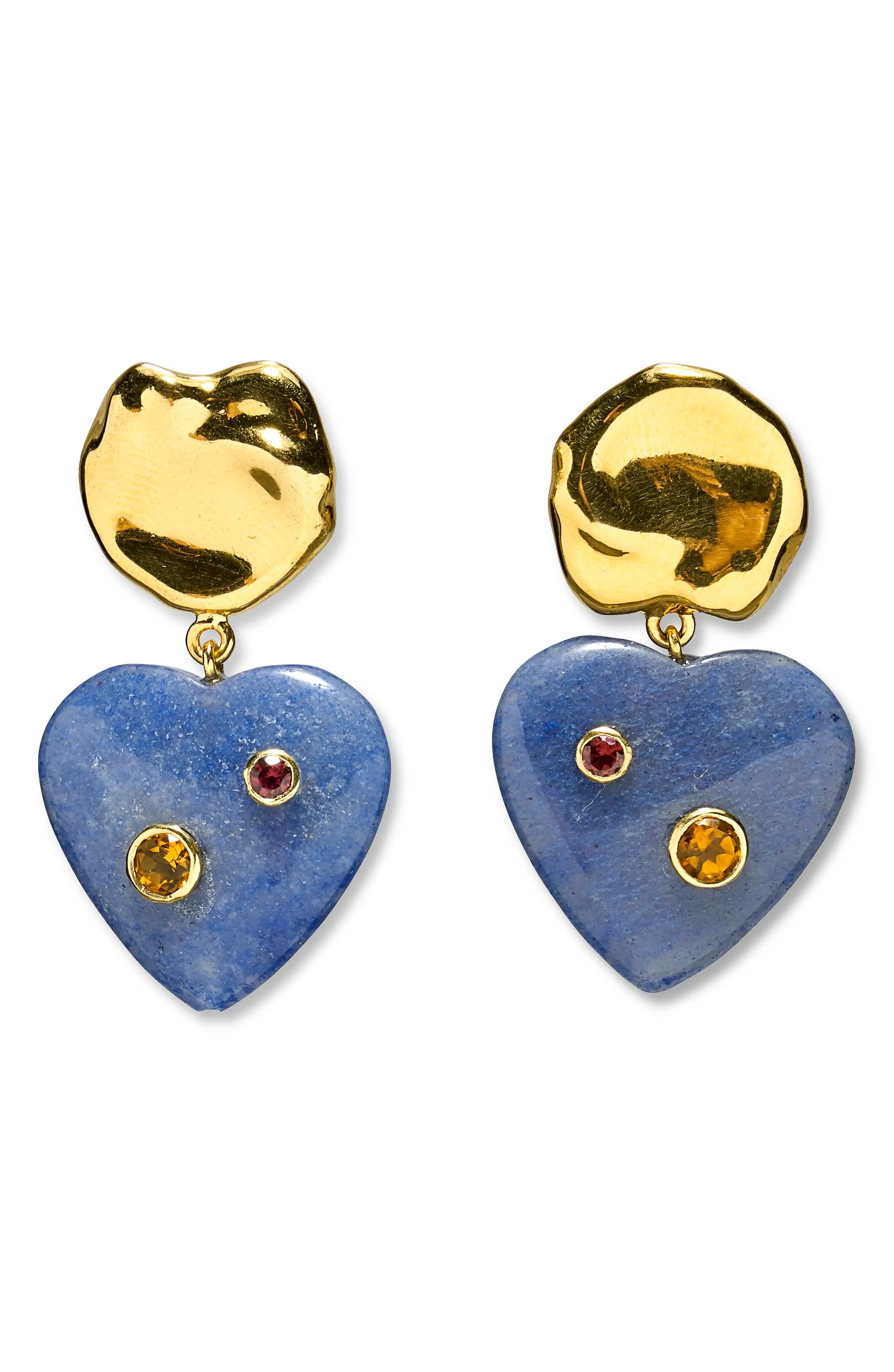Lizzie Fortunato Rio Heart Drop Earrings in Blue at Nordstrom | Nordstrom