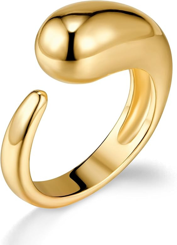 PNYFIL Gold Chunky Rings For Women, 18K Gold Rings for Women Non Tarnish, Chunky Teardrop Tarnish... | Amazon (US)