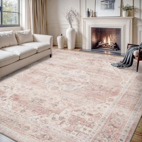 MontVoo-Area Rug 6X9 Rugs for Living Room-Pink Machine Washable Rug-Soft Living Room Rug-Vintage Non Slip Carpet-Rugs for Bedrooms Dining Room Living Room Office | Amazon (CA)