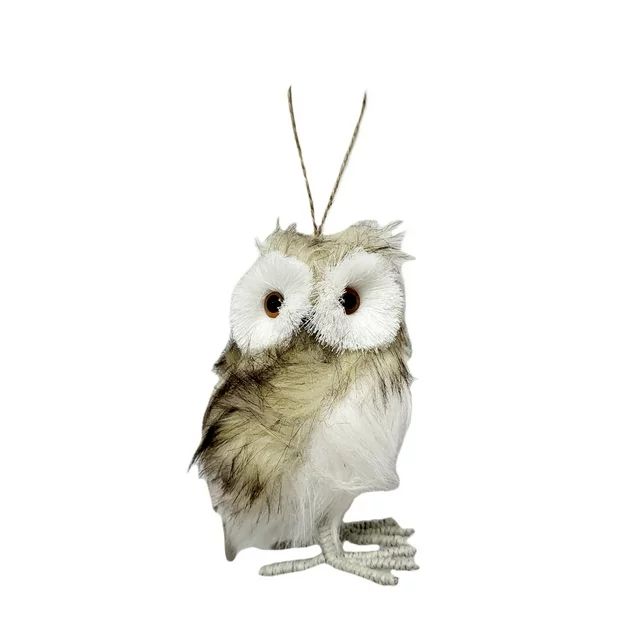 Holiday Time White Faux Fur Owl Christmas Table Décor, 5.31" tall, 1.2 oz | Walmart (US)