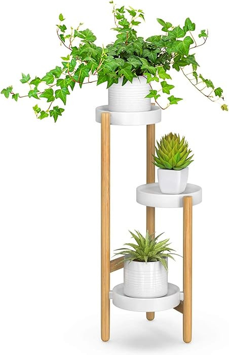 Wisuce Bamboo Plant Stands Indoor, 3 Tier Plant Stand Tall Corner Plant Stand Holder & Plant Disp... | Amazon (US)