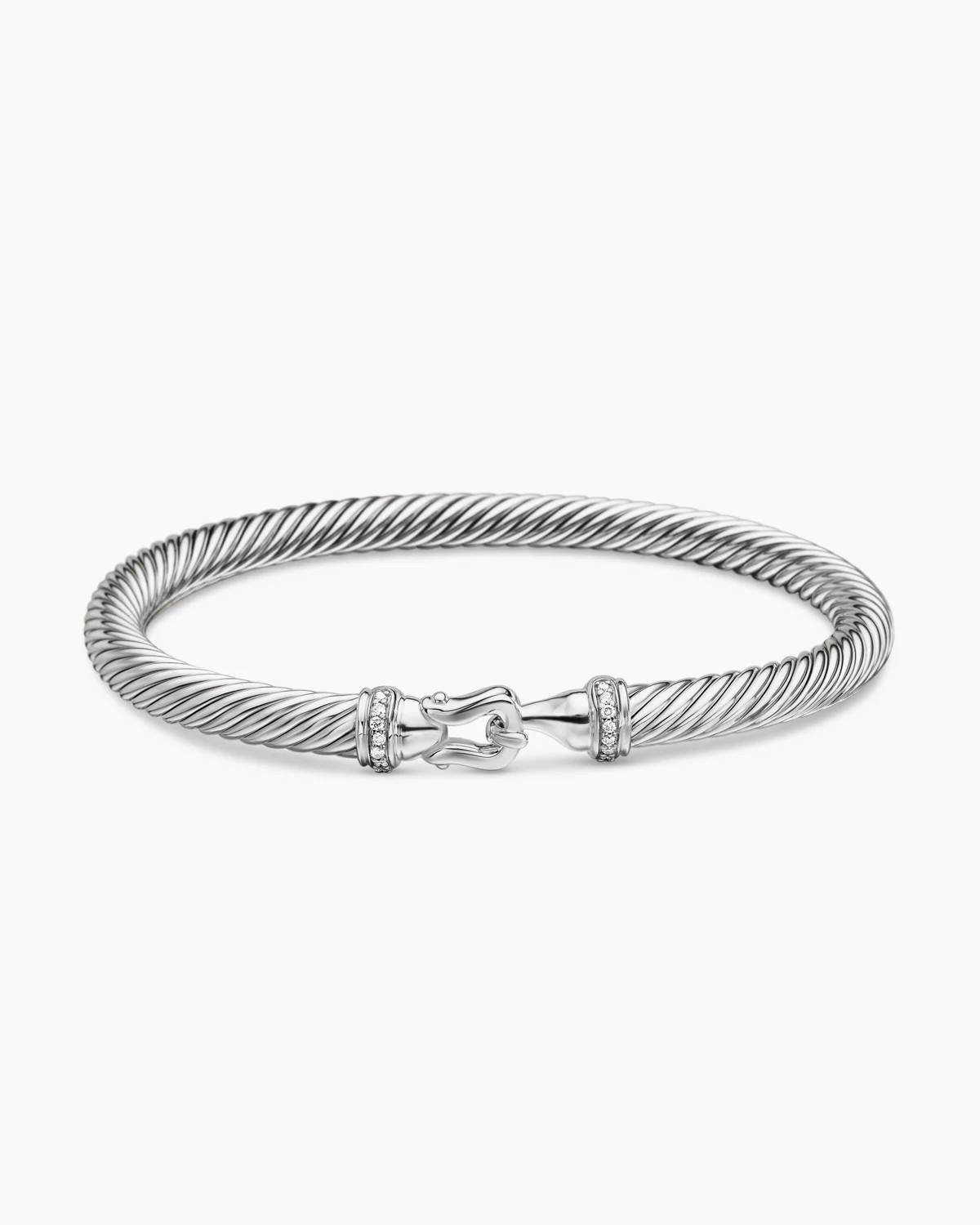 David Yurman | Buckle Classic Cable Bracelet in Sterling Silver with Diamonds, 5mm | David Yurman