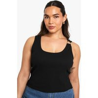 Womens Plus Gold Trim Rib Tank - Black - 16 | boohoo (US & Canada)