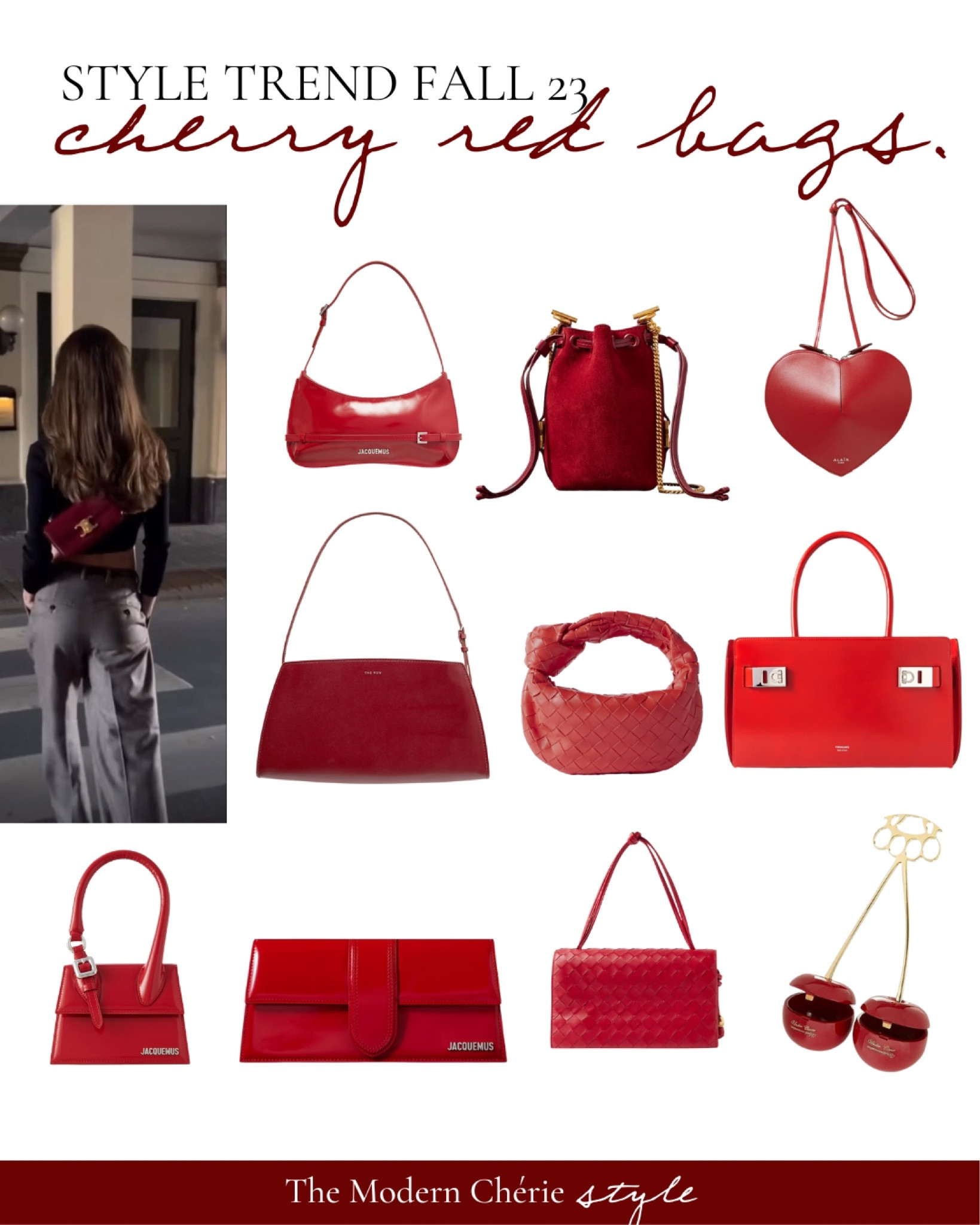 How to wear cherry red bags