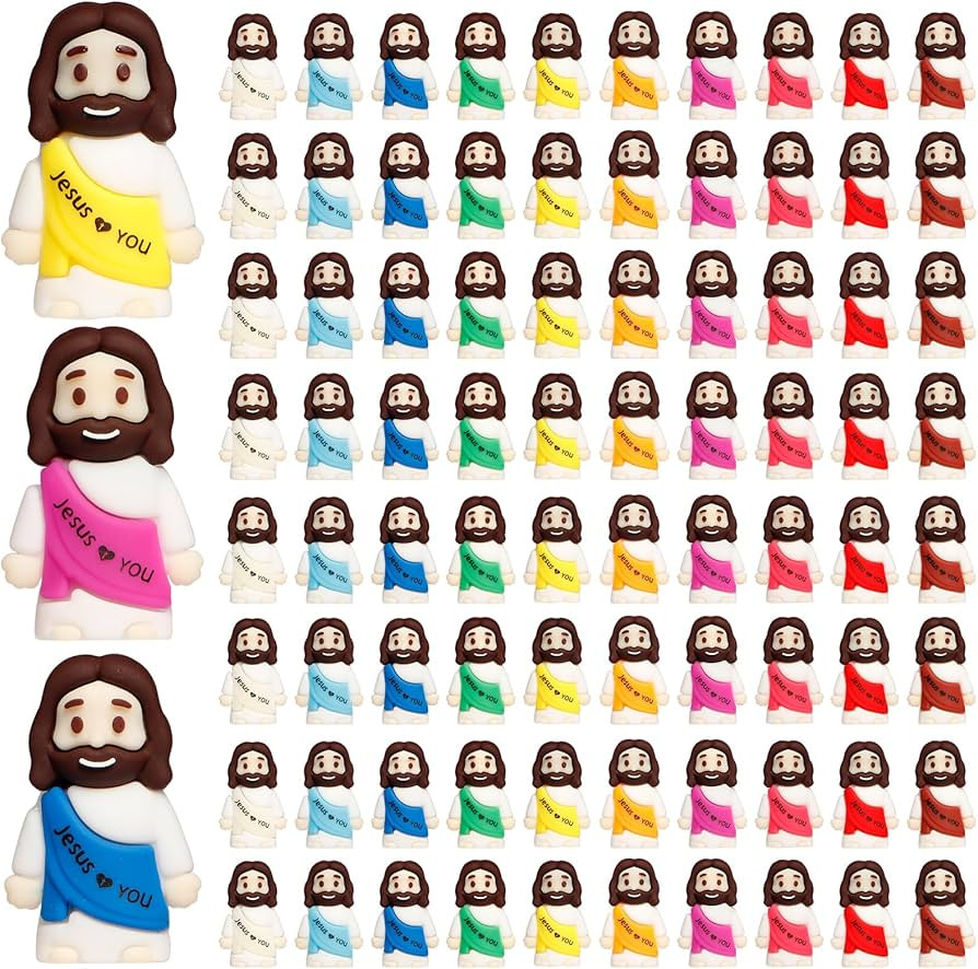 80PCS Little Jesus Figures, 10 Color Tiny Jesus Figurines in Bulk, Mini Jesus Figure to Hide and ... | Amazon (US)