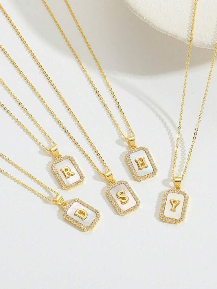 MECYLIFE 1pc Pearl Letter Necklace, Elegant Letter Pendant, Gift For Mom | SHEIN