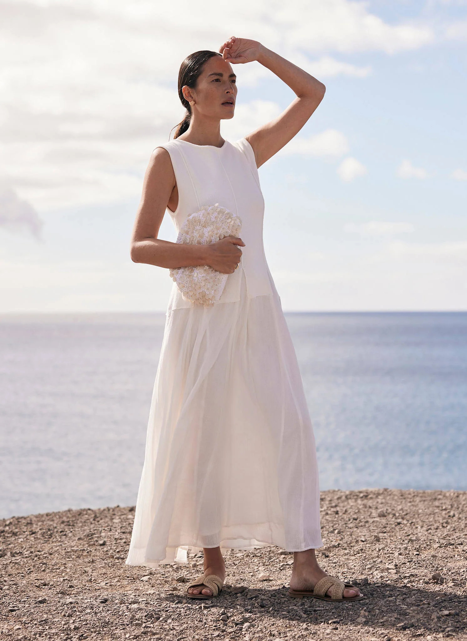 Cream Cotton Maxi Dress | Mint Velvet