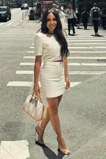 Shop Melissa Gorga's white crop top short sleeve set and matching shorts gold ankle strap sandals #MelissaGorga #CelebrityStyle

#LTKStyleTip #LTKWorkwear