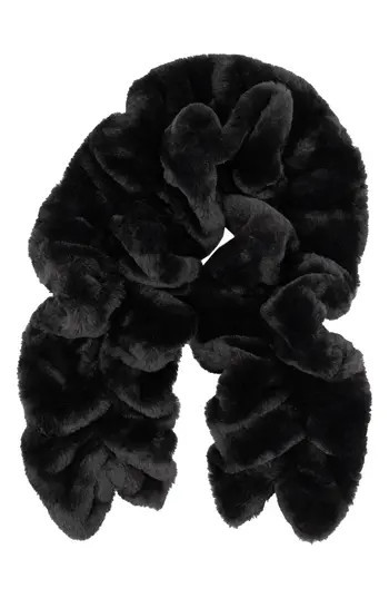 SURELL Faux Fur Ruffle Scarf in Black at Nordstrom Rack | Nordstrom Rack