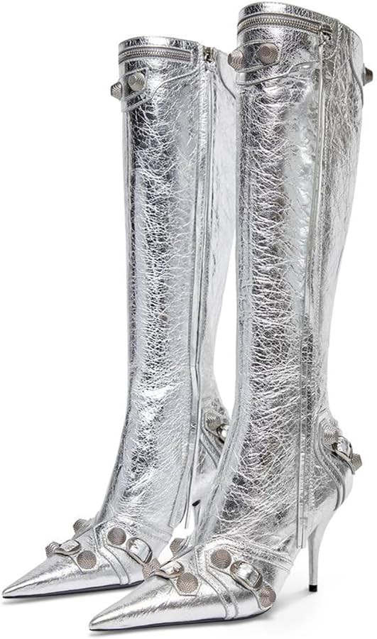 Dsevht Women's Stiletto Black Knee High Boots Sexy Pointed Toe Boot Fashion Trendy High Heel Boot... | Amazon (US)