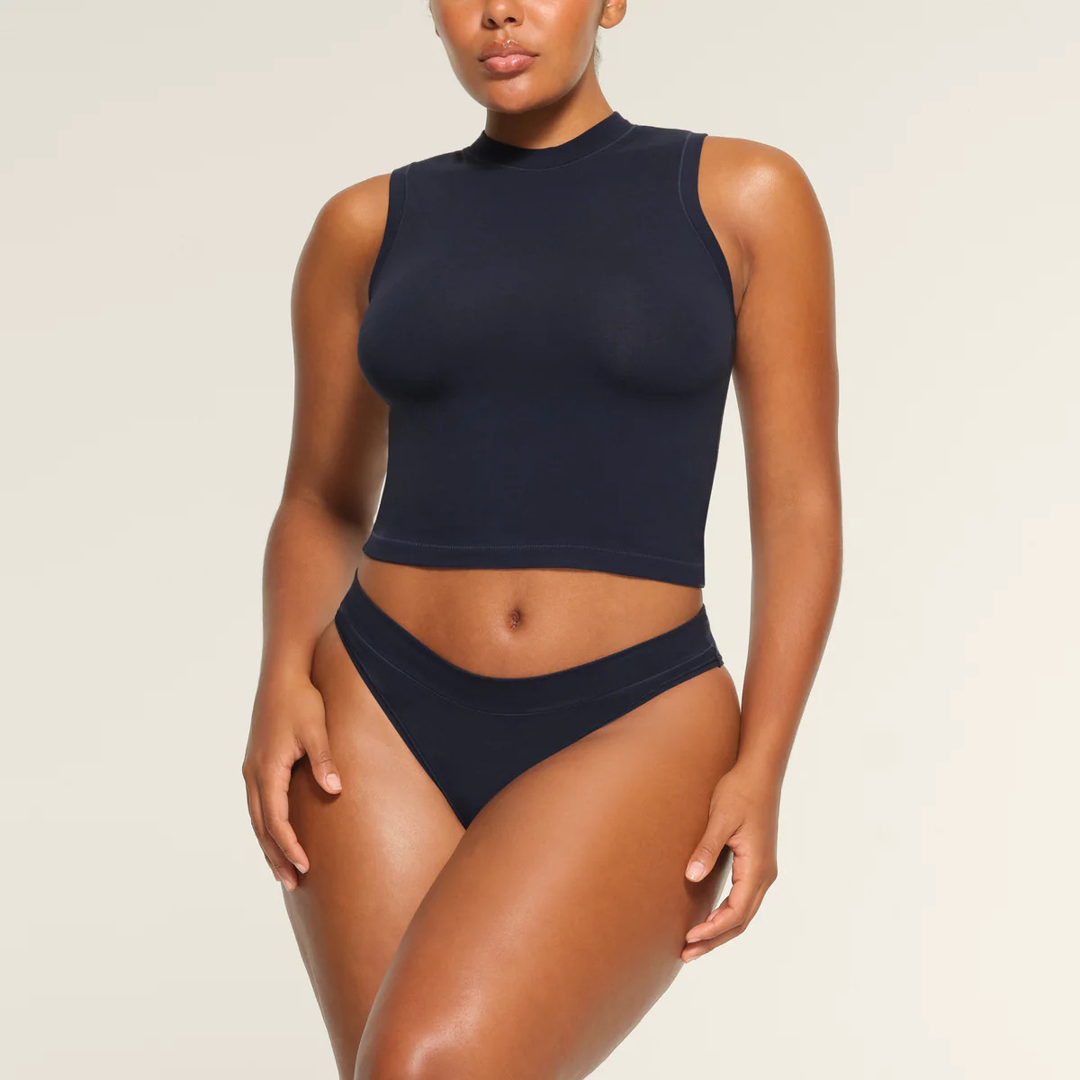 COTTON JERSEY MOCK NECK TANK | SKIMS (US)