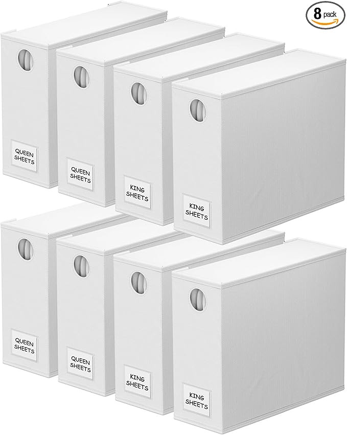 SpaceAid 8 Pack Bed Sheet Organizers and Storage, Foldable Organizer for Linen Closet, Sheets Set... | Amazon (US)