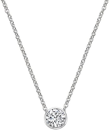 PAVOI 14K Gold Plated 1.00 ct (D Color, VVS Clarity) CZ Simulated Diamond Bezel-Set Solitaire Cho... | Amazon (US)