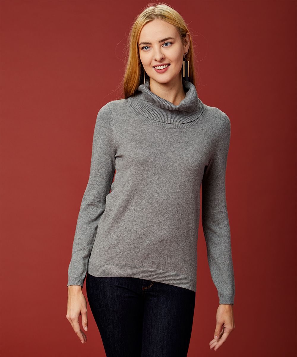 Maglia Women's Pullover Sweaters GREY - Gray Turtleneck Sweater - Women | Zulily