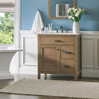 Home Decorators Collection Stanhope 31 in. W x 22 in. D Vanity in Reclaimed Oak with Engineered S... | The Home Depot