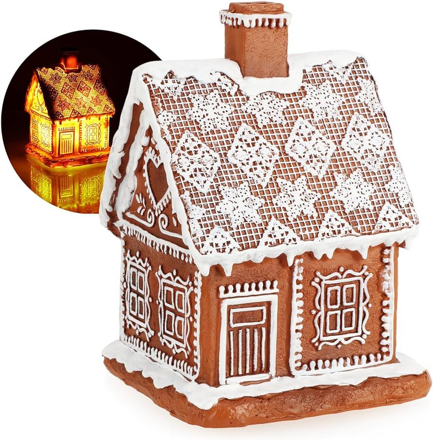 COM-FOUR® light house made of plastic - gingerbread house with lighting - Christmas decoration w... | Amazon (UK)