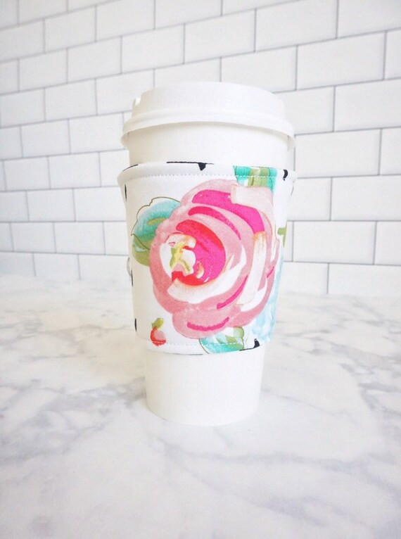 Reusable Coffee Sleeve-Pink Floral Print | Etsy (US)
