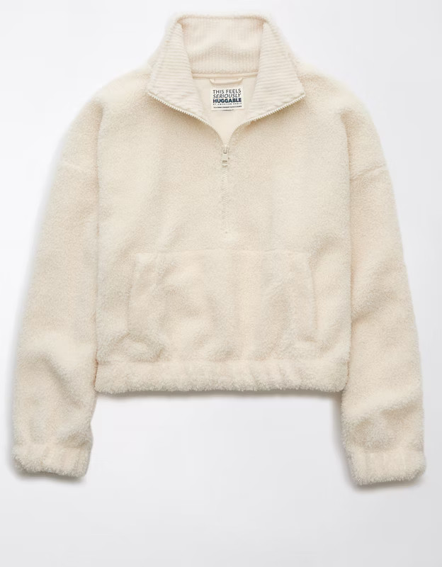 AE Cropped Sherpa Quarter-Zip Sweatshirt | American Eagle Outfitters (US & CA)