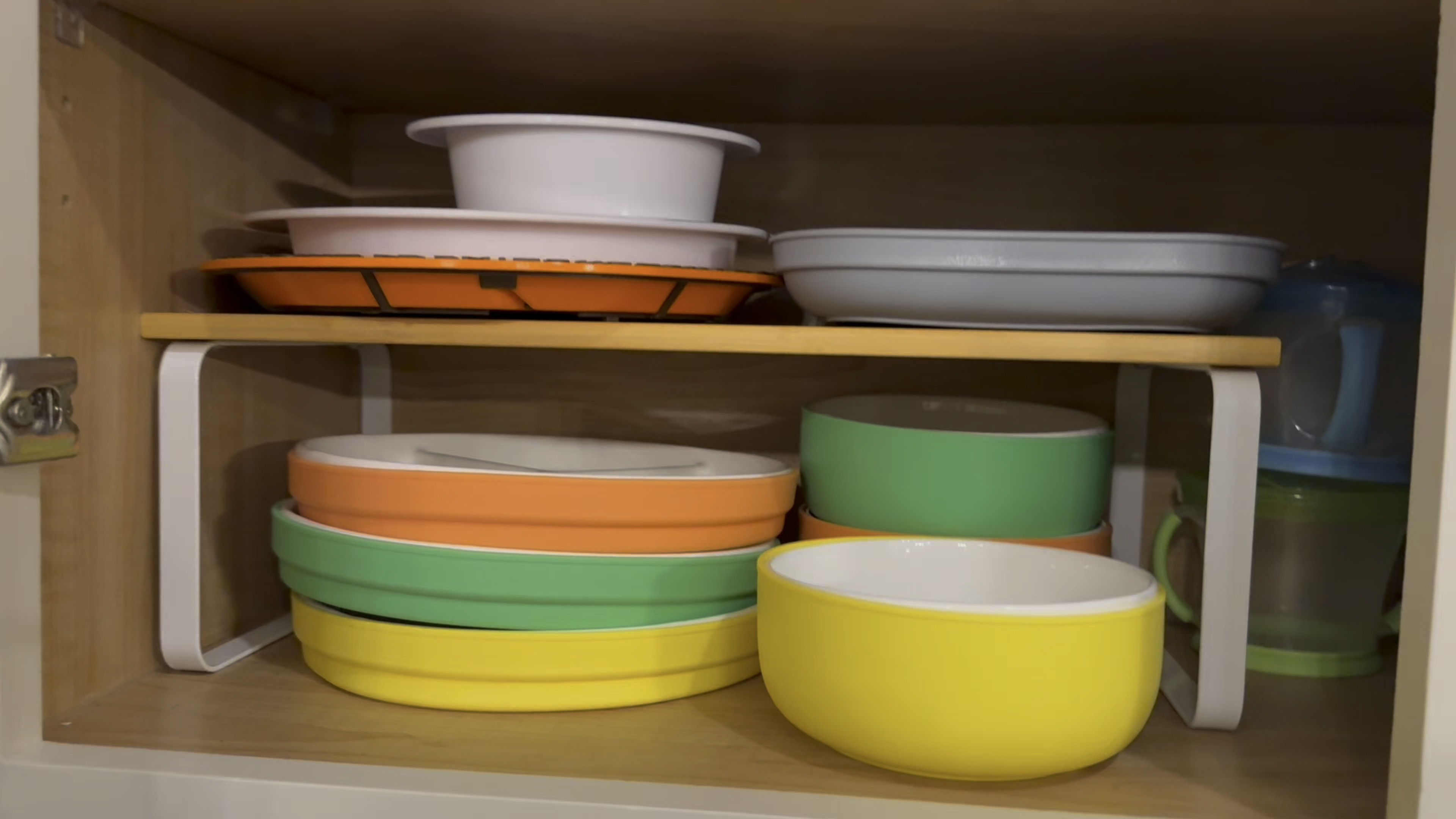 Literally DOUBLED my cabinet space with these wooden risers! 

#LTKFamily #LTKFindsUnder50 #LTKHome