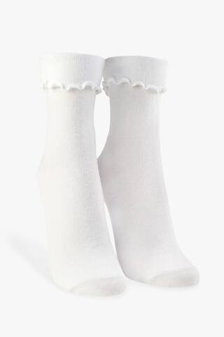 Ribbed Lettuce-Edge Crew Socks | Forever 21 (US)
