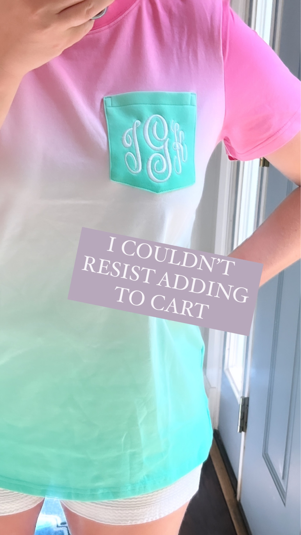 Loving this extra long monogrammed pocket ombré tee for summer. Pink, green & white tie dye personalized & on sale for under $15. Paired with white jacquard shorts  

#LTKSeasonal #LTKunder50 #LTKsalealert