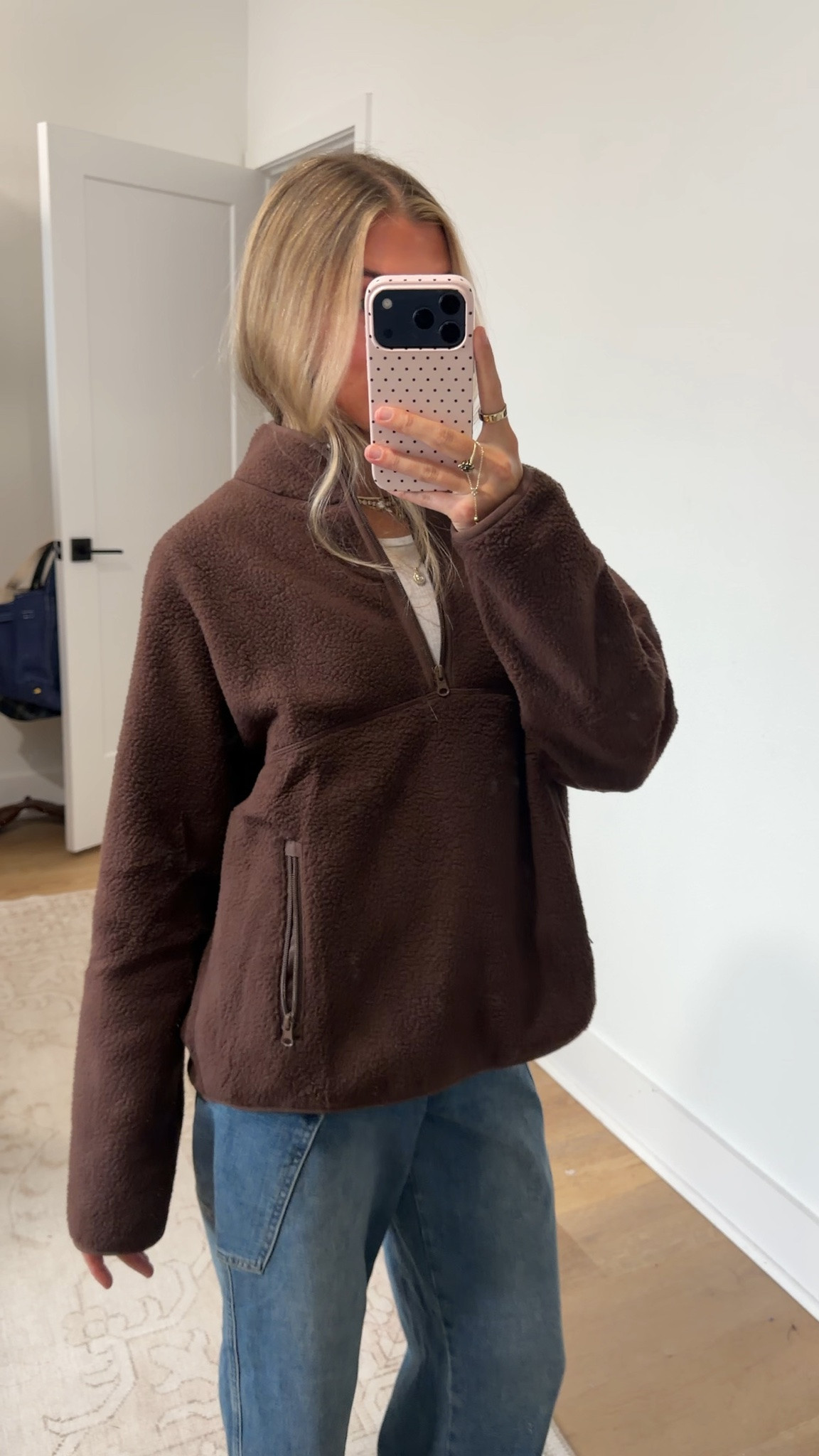 Amazon size small Women Fleece Sherpa Hoodie Jacket Half Zip Teddy Pullover Sweatshirt
Side Zipper Pockets, Long Sleeve, Drop Shoulder, Lightweight Cozy Cute Cropped Hoodie, Warm Trendy Fall Winter Spring Outwear