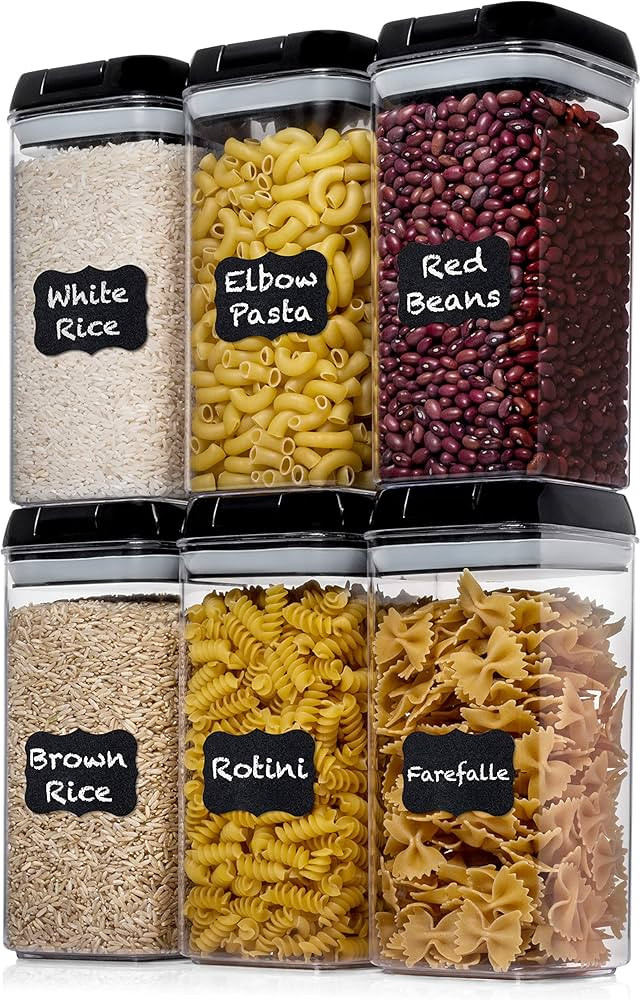 Shazo Airtight Food Storage Containers with Lids - 6 PC BPA Free Clear Plastic Cereal Containers ... | Amazon (US)