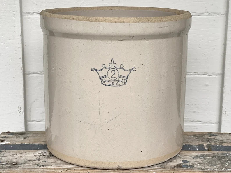 vintage crock ~ 2 gallon crown crock ~ Ransbottom Brothers crock ~ pickling crock ~ stoneware cro... | Etsy (US)
