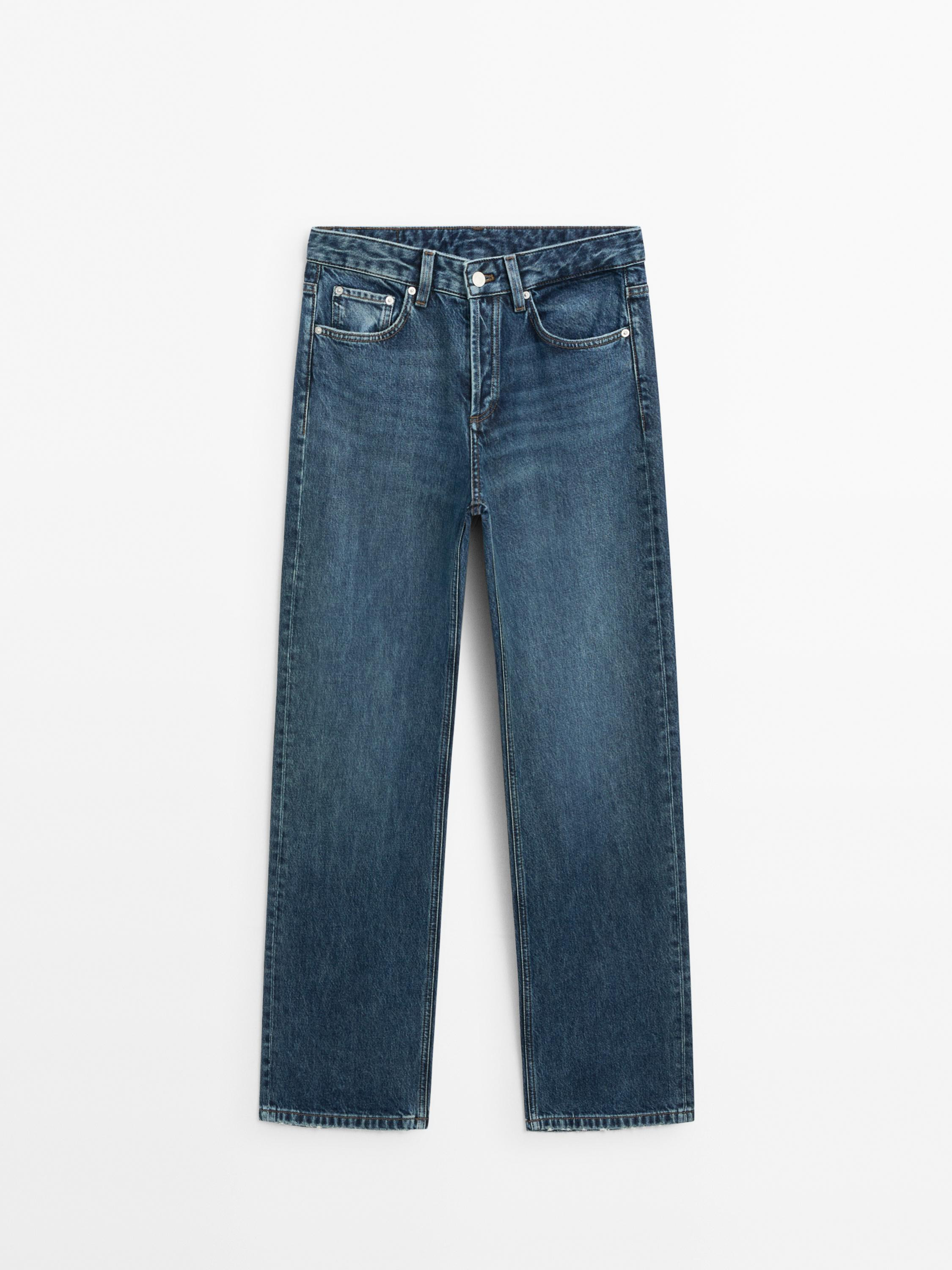 Mid-rise wide-leg full length jeans | Massimo Dutti US