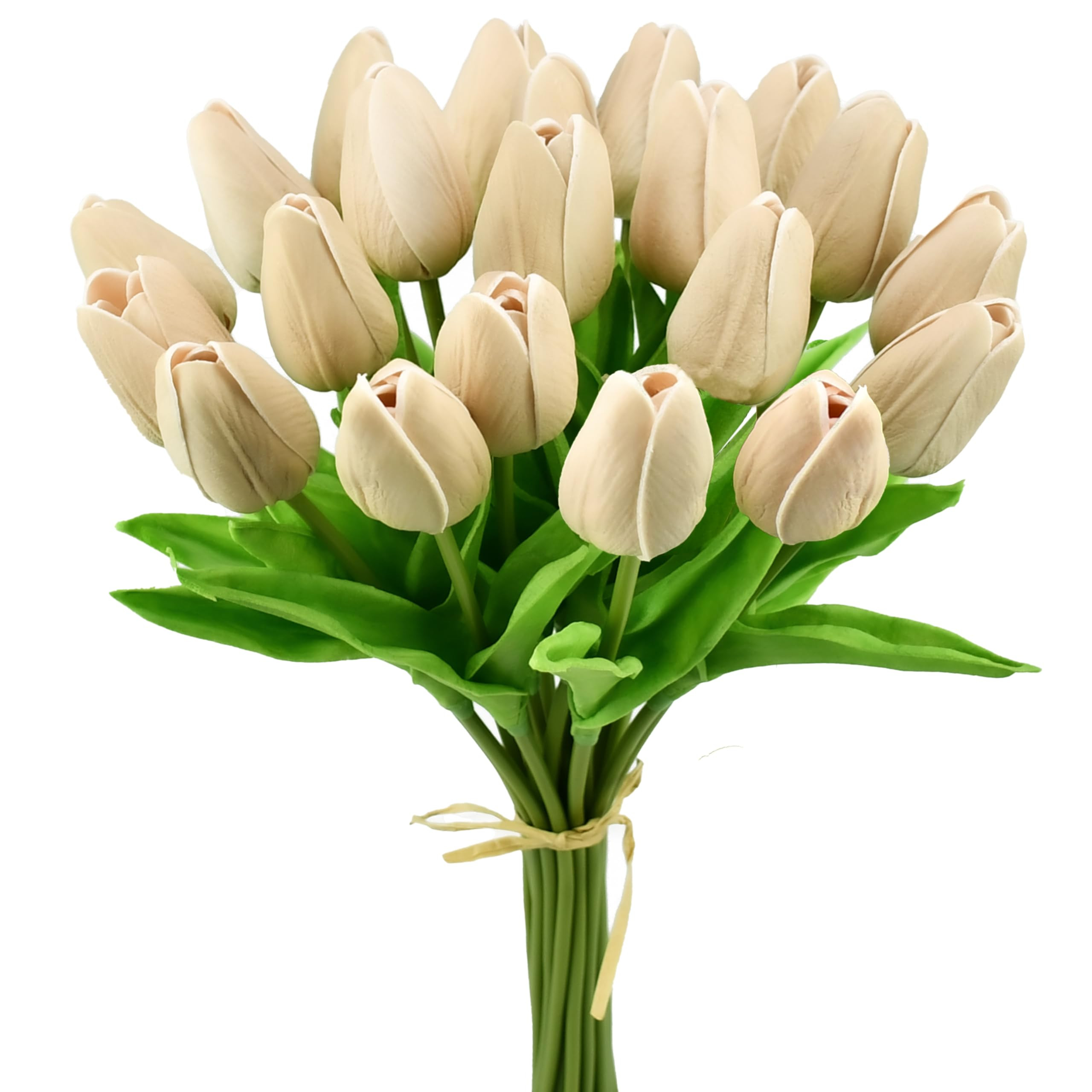 Mandy's Artificial Tulips 20 Stems Light Brown PU Faux Flowers for Valentine's Day and New Year D... | Amazon (US)