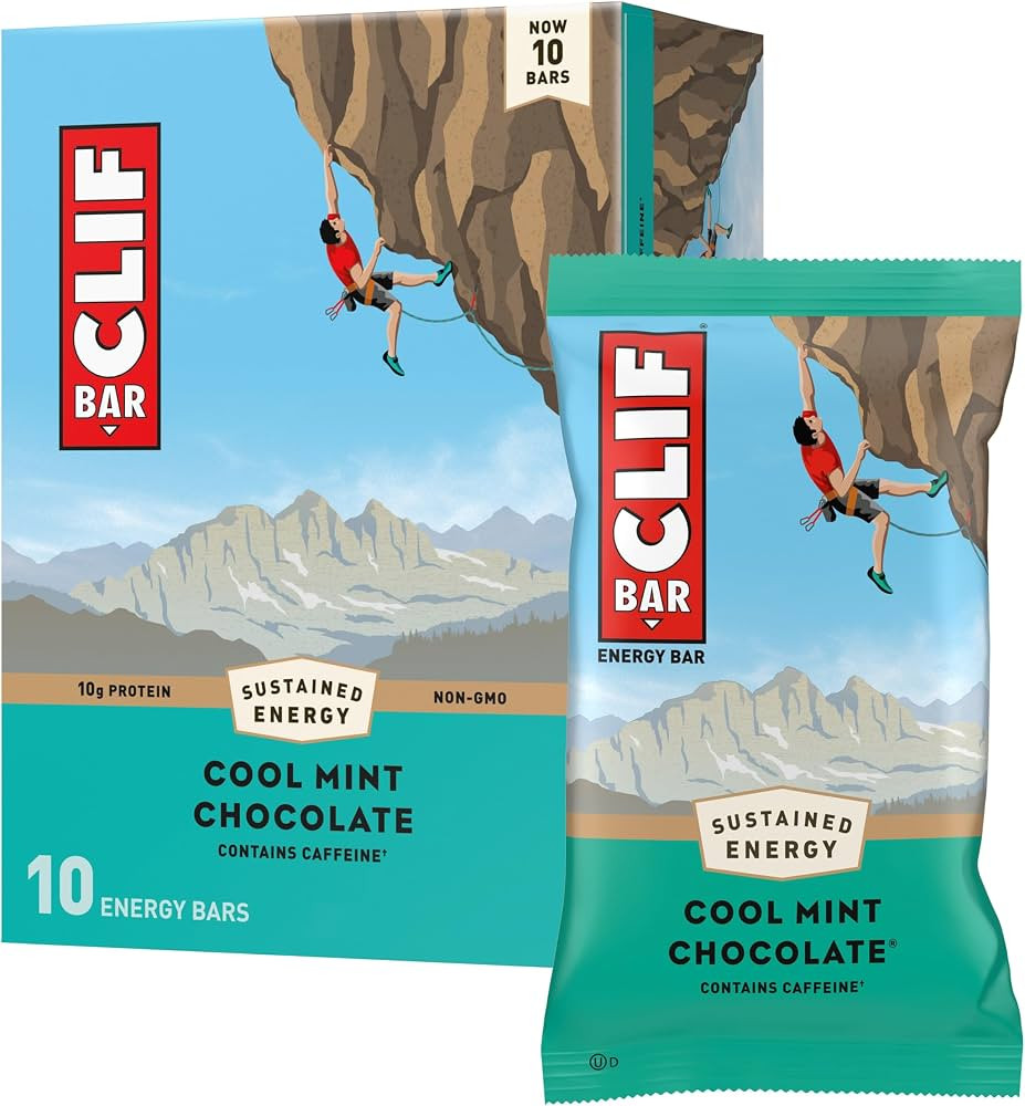 CLIF BAR - Cool Mint Chocolate with Caffeine - Made with Organic Oats - 10g Protein - Non-GMO - P... | Amazon (US)