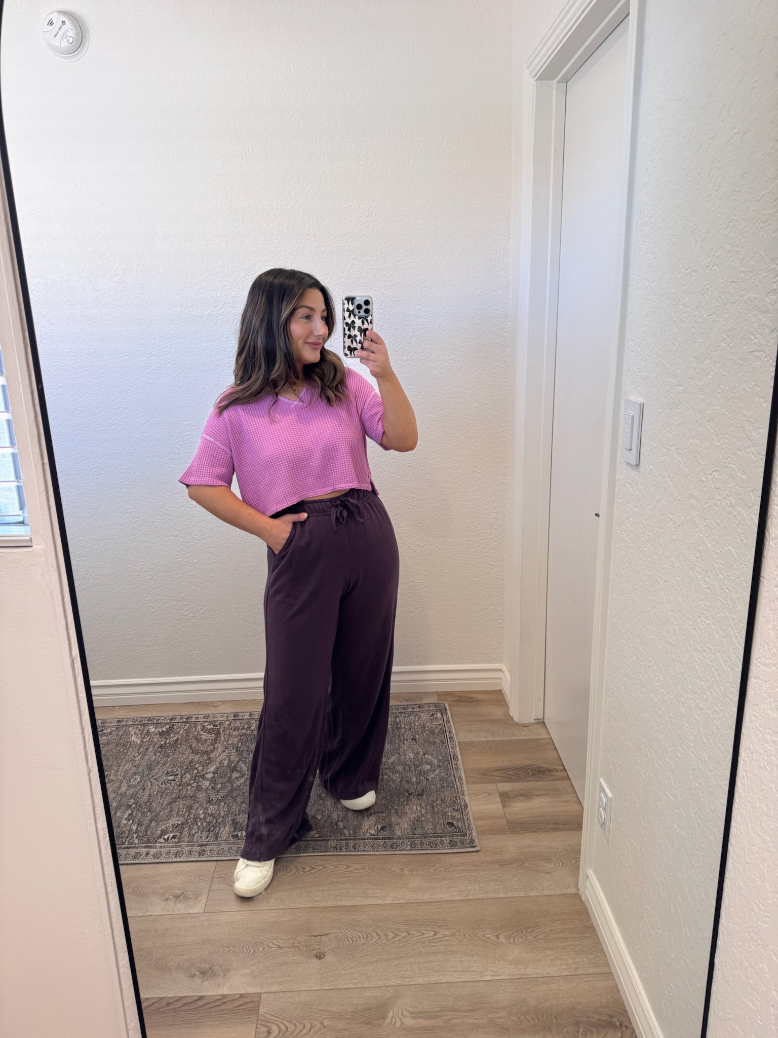 Petite friendly outfit from Aerie! 

Pants size xs short 
Color cool berry 

Waffle t size xs
Color sunset purple 

5'0" 140lbs

Petite friendly finds 

#LTKStyleTip #LTKPetite #LTKFindsUnder50