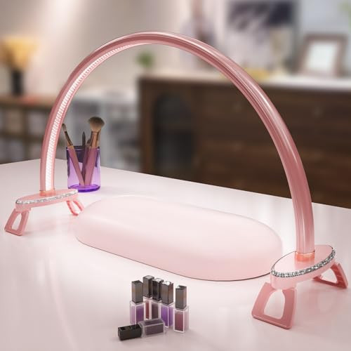 Half Moon Light Nail for Desk led lamp tech Manicure Foldable Arch Professional Art Eyelash Table Techs Beauty Tattoo spa White Artistic Desktop Lager Sized lash Shade Lashes Makeup Eye-Caring | Amazon (US)