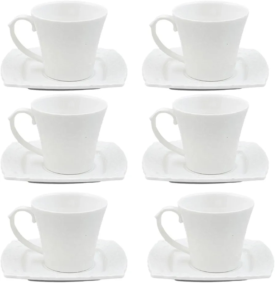 Jogo Xícara Café Cafezinho Porcelana Branca Premium 6 Peças 90ml | Amazon (BR)