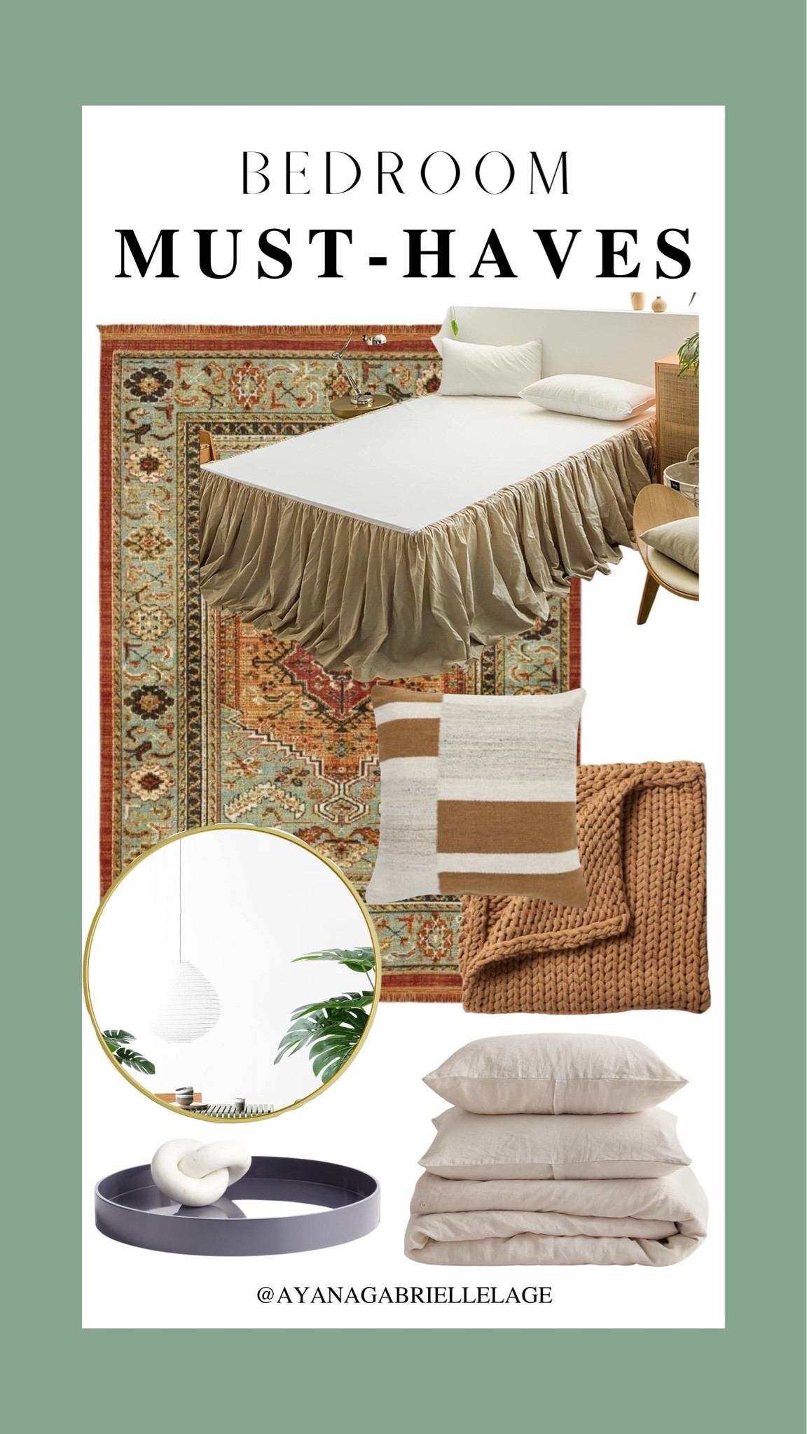 Bedroom must haves!!

Bed skirt, area rug, throw blanket, throw pillow, round mirror, bed set, bedding, tray

#LTKhome #LTKSeasonal #LTKstyletip