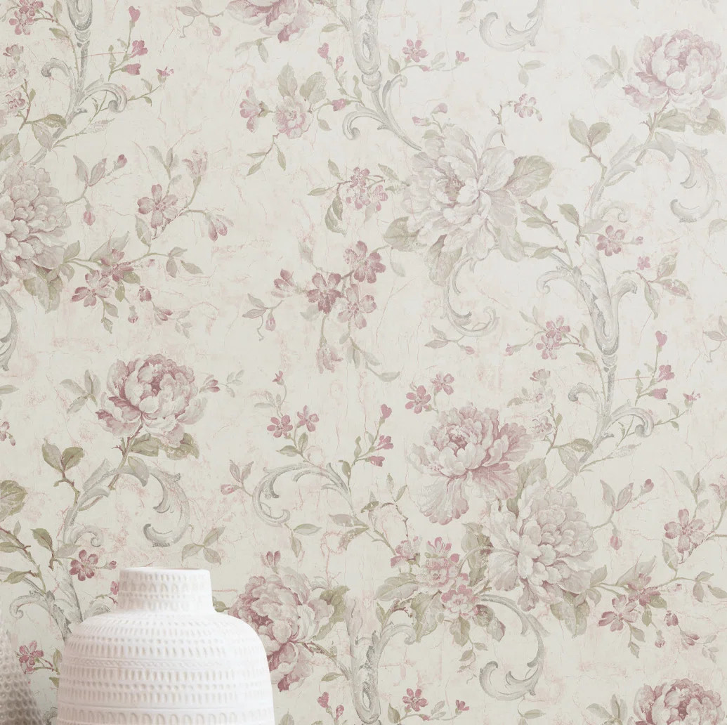 Ophelia & Co. Gabaldon Floral Scroll 33' L x 20.5" W Wallpaper Roll - Wayfair Canada | Wayfair North America