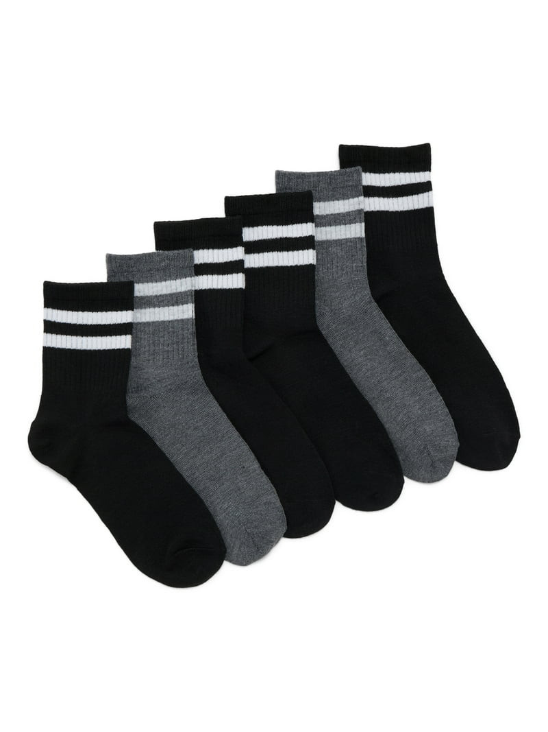 No Boundaries Ribbed Mid-Crew Socks, 6-Pack, Women's | Walmart (US)